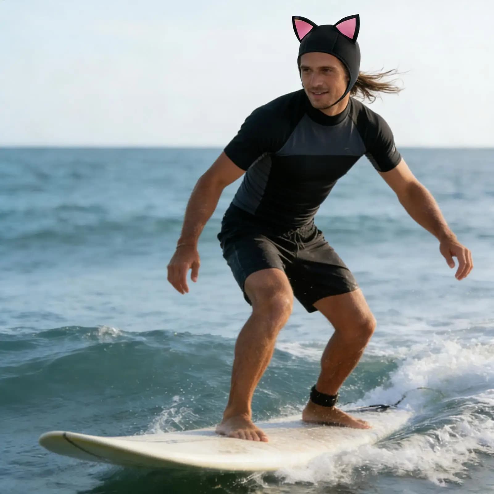 Thermal Adjustable Underwater Mute Hood with Neoprene Cat Earrings for Snorkeling, Surfing, Sailing, Kayaking and Water Sports