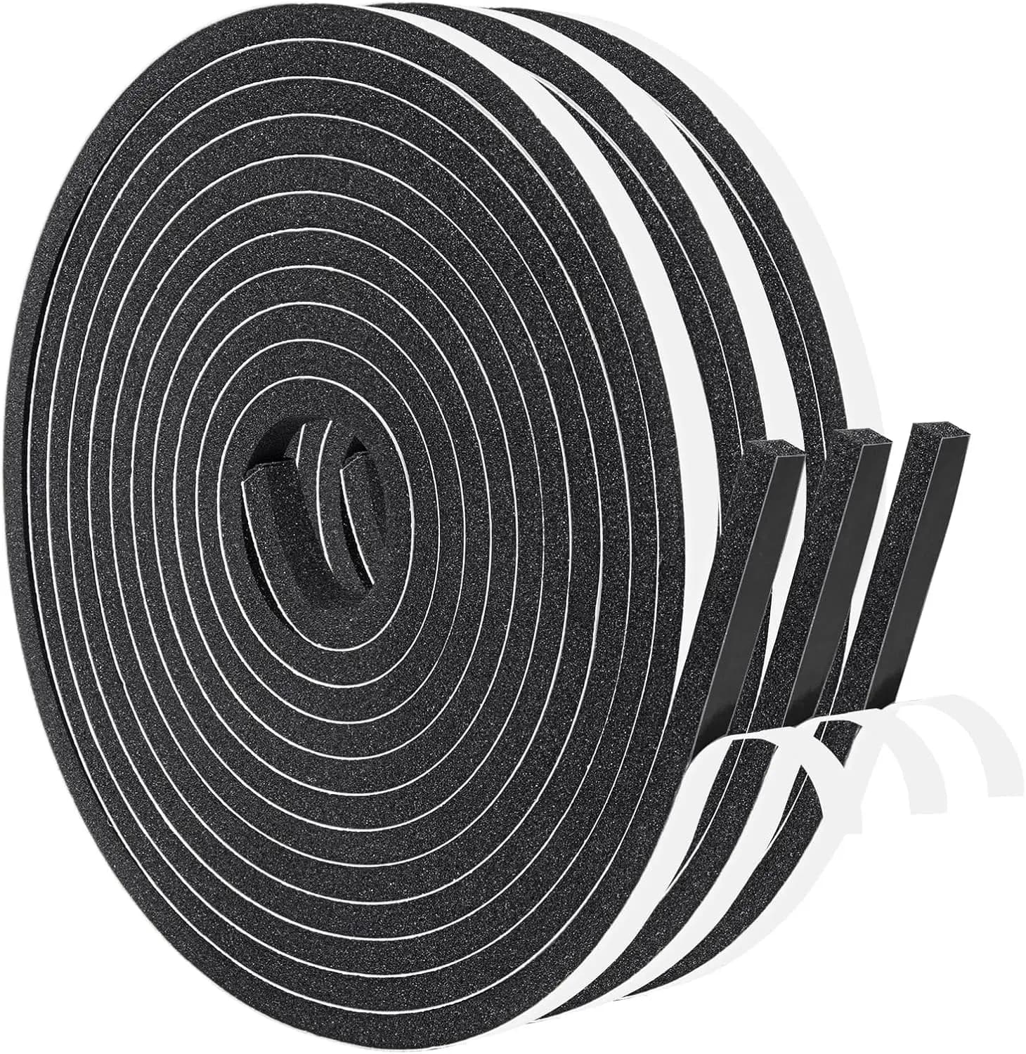 Nastro in schiuma 1/4x1/4 da 30 piedi, guarnizione per porte e finestre, striscia sigillante in neoprene ad alta densità