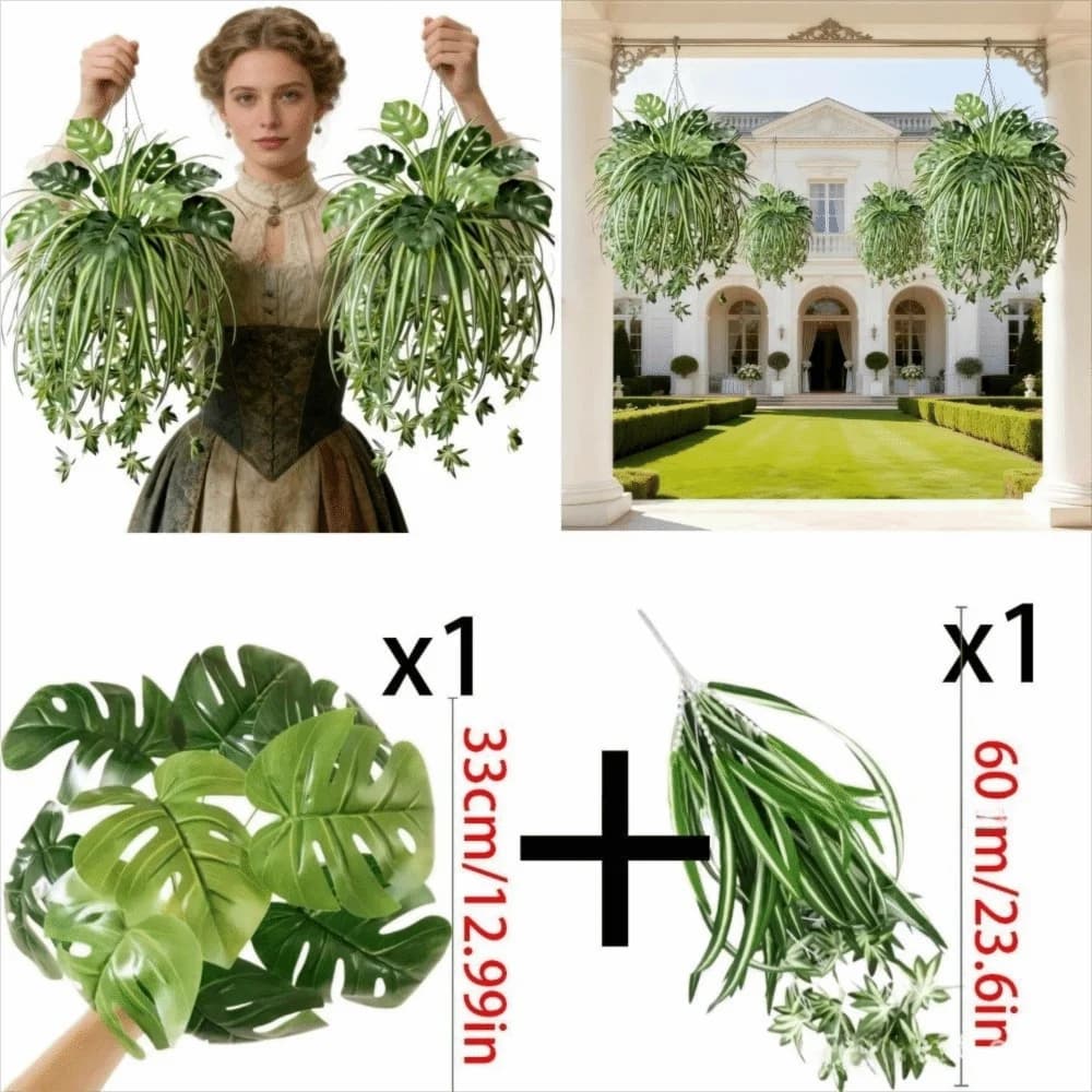 Decorative Artificial Plants, Simulate Green Turtle leaves, Chlorophytum Style Wall Plant, Artificial Fin Plants