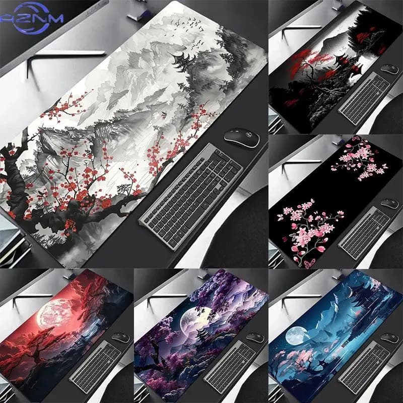 Sakura Scenery Mouse Pad Large Anti-Slip Rubber Gaming MousePad Durable Desk Mat Thick Seam Edge Office Gaming Table Carpet