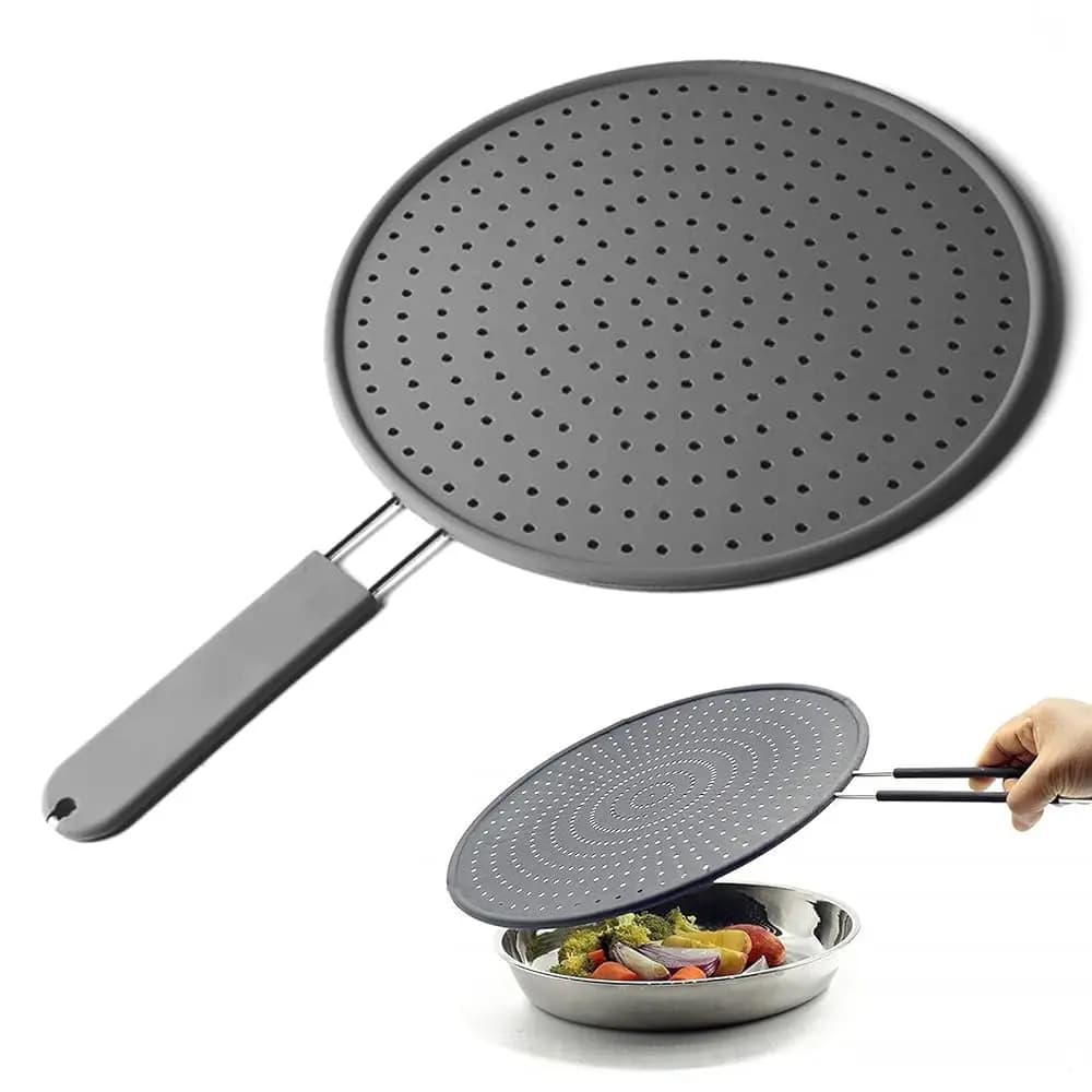 Coperchio Paraspruzzi in Silicone da 11 Pollici, Tappetino Termoisolante, Scolapiatti, Protezione Antischizzo per Padella