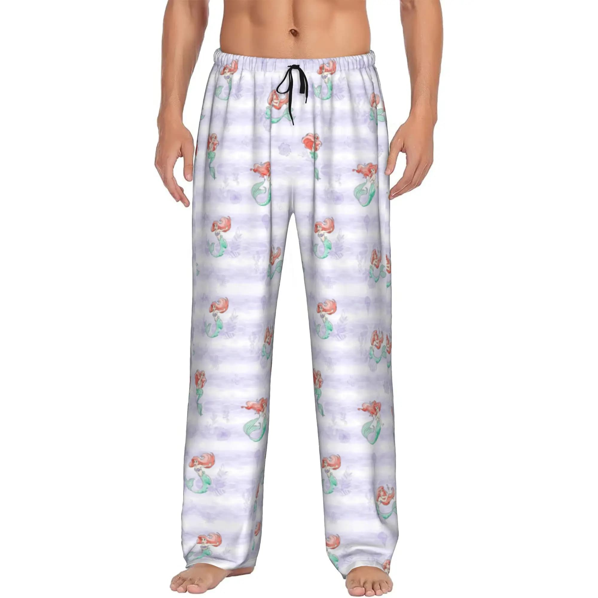 Custom Men's The Little Anime M-Mermaid Pajama Pants Printed Sleep Sleepwear Bottoms with Pockets