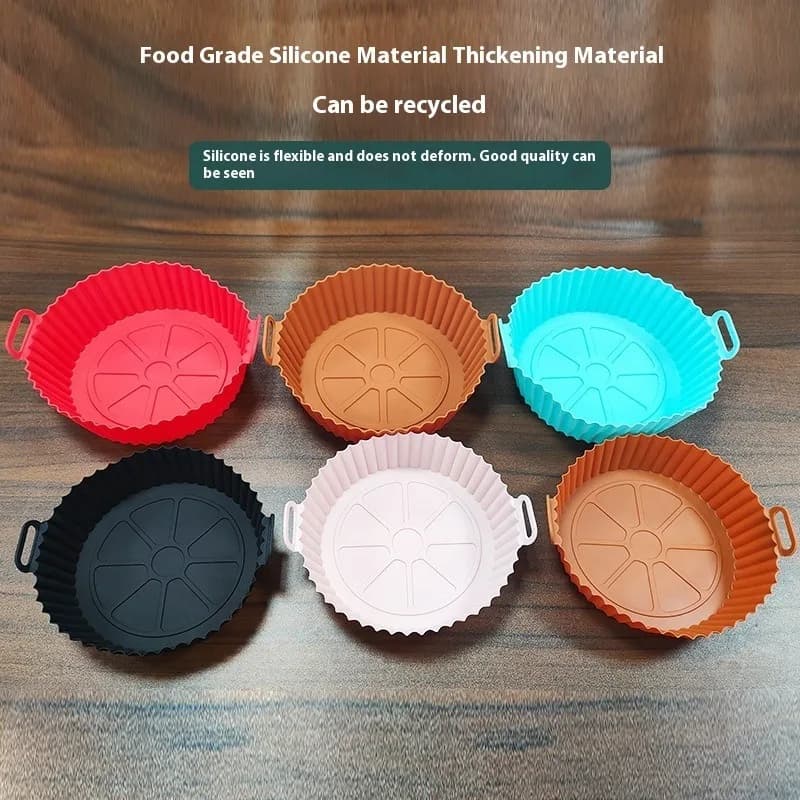 Round basket for air fryer Microwave tray Silicone tray for food use Heat resistant Bakeware Cooking accessories