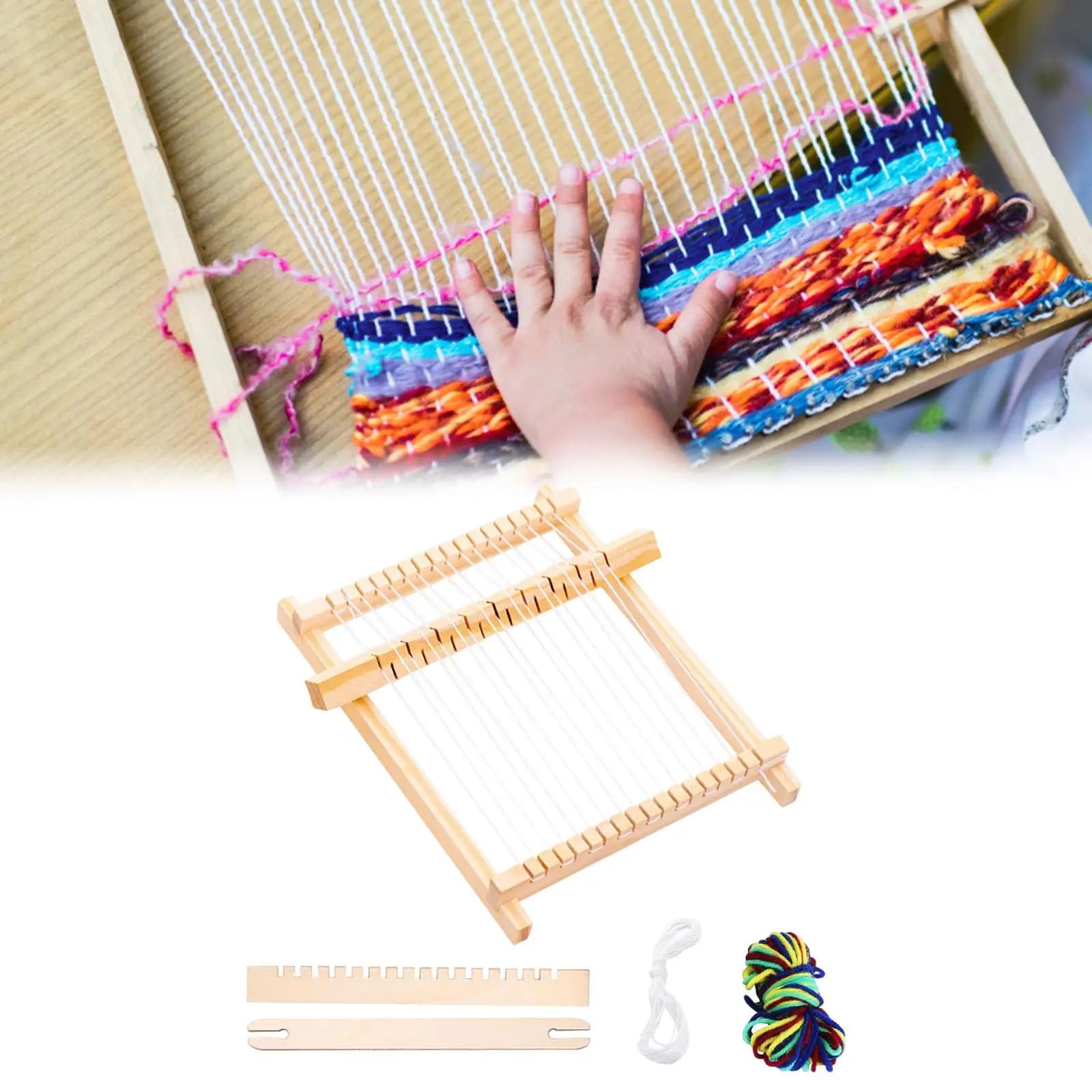 Weaving Looms Kit Tapestry Loom Handcraft with yarns Supplies 8.19inchx7.60inch DIY Crafting for Blankets Lovers Beginners