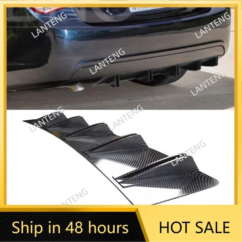 Car Rear Diffuser Shark 10 Fins Bumper Wing Splitter Chin Spoiler Lip For C-hevrolet Cruze 2010-2019 Body Protector Black
