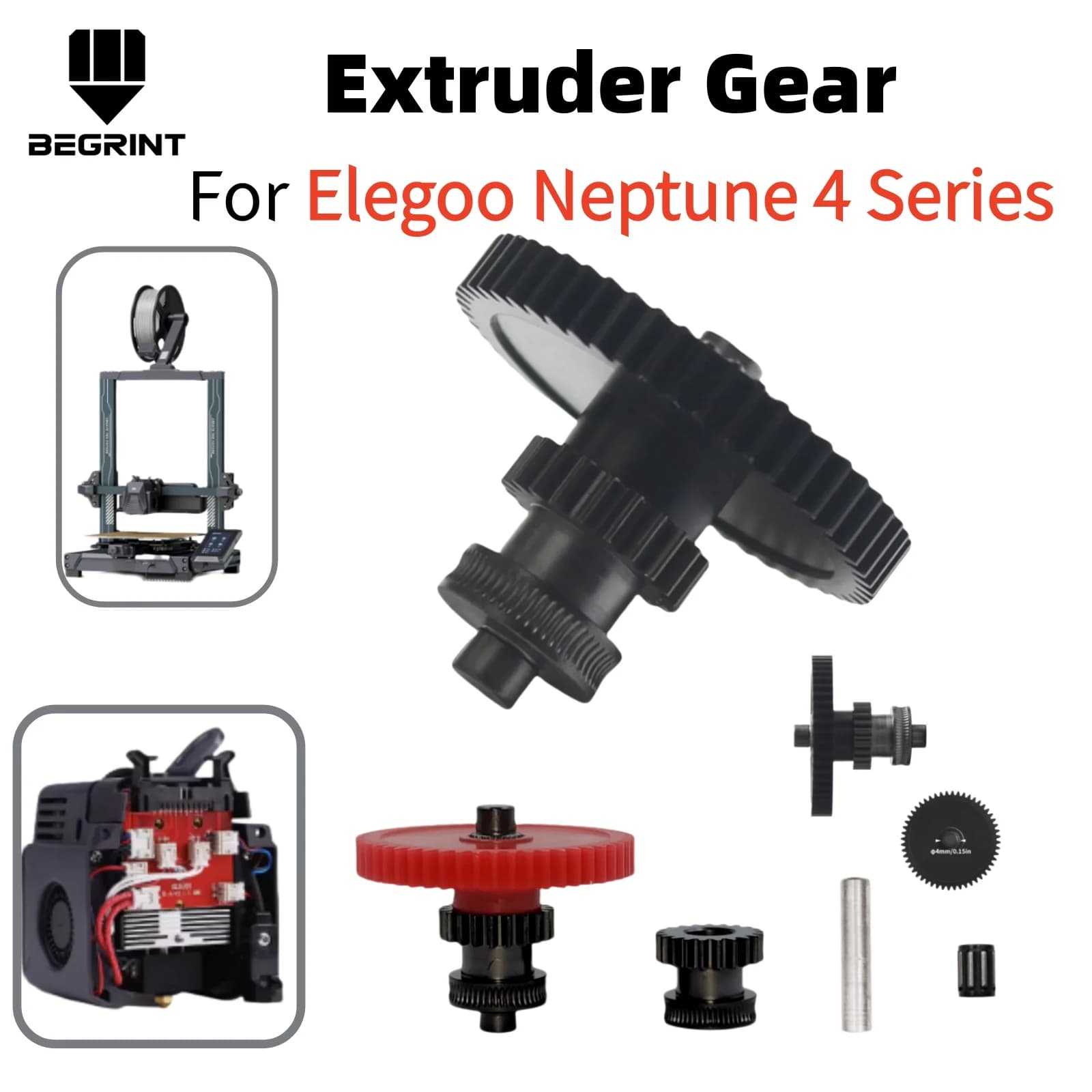 For ELEGOO Neptune 4 Series Nanocoated Mold Steel Extruder Gear, CNC Precision Integrated Printing Gear 3D Printer Parts