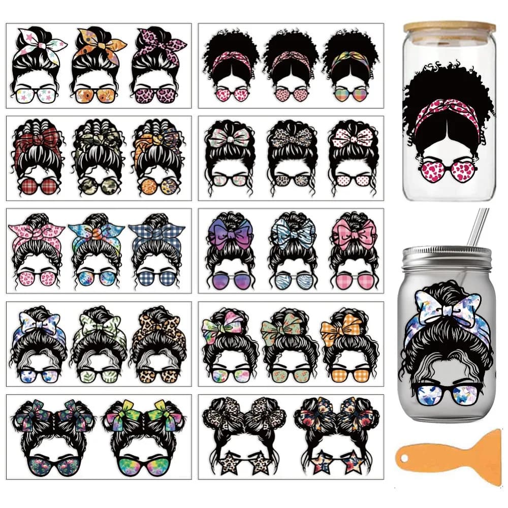 PVC DIY Heat Transfer Paper for UV Sublimation Cup Human 110x240mm 10 style 1pc/style 10pcs/set