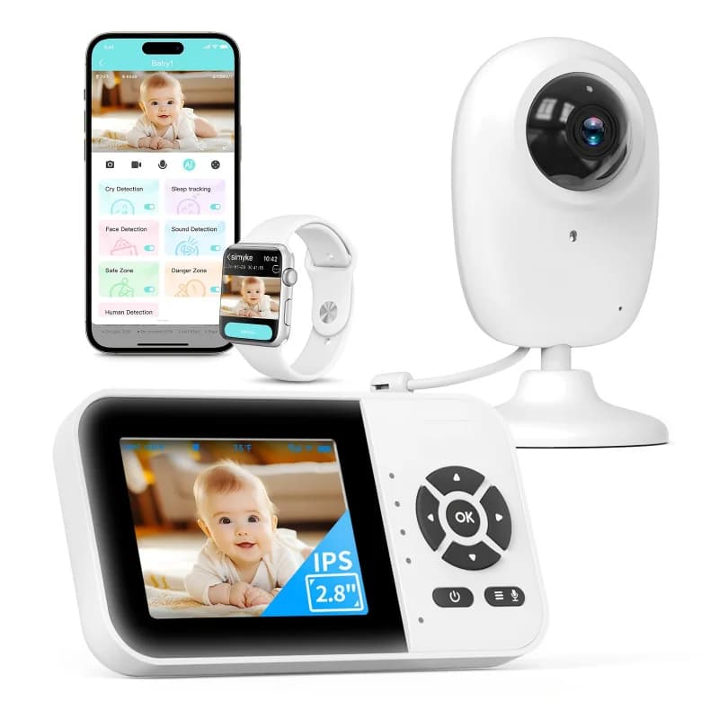 Baby monitor intelligente, dotato di doppia telecamera e funzioni audio, PassAPPControllo, Monitoraggio remoto, Supporta la visione notturna e la carrozzeria