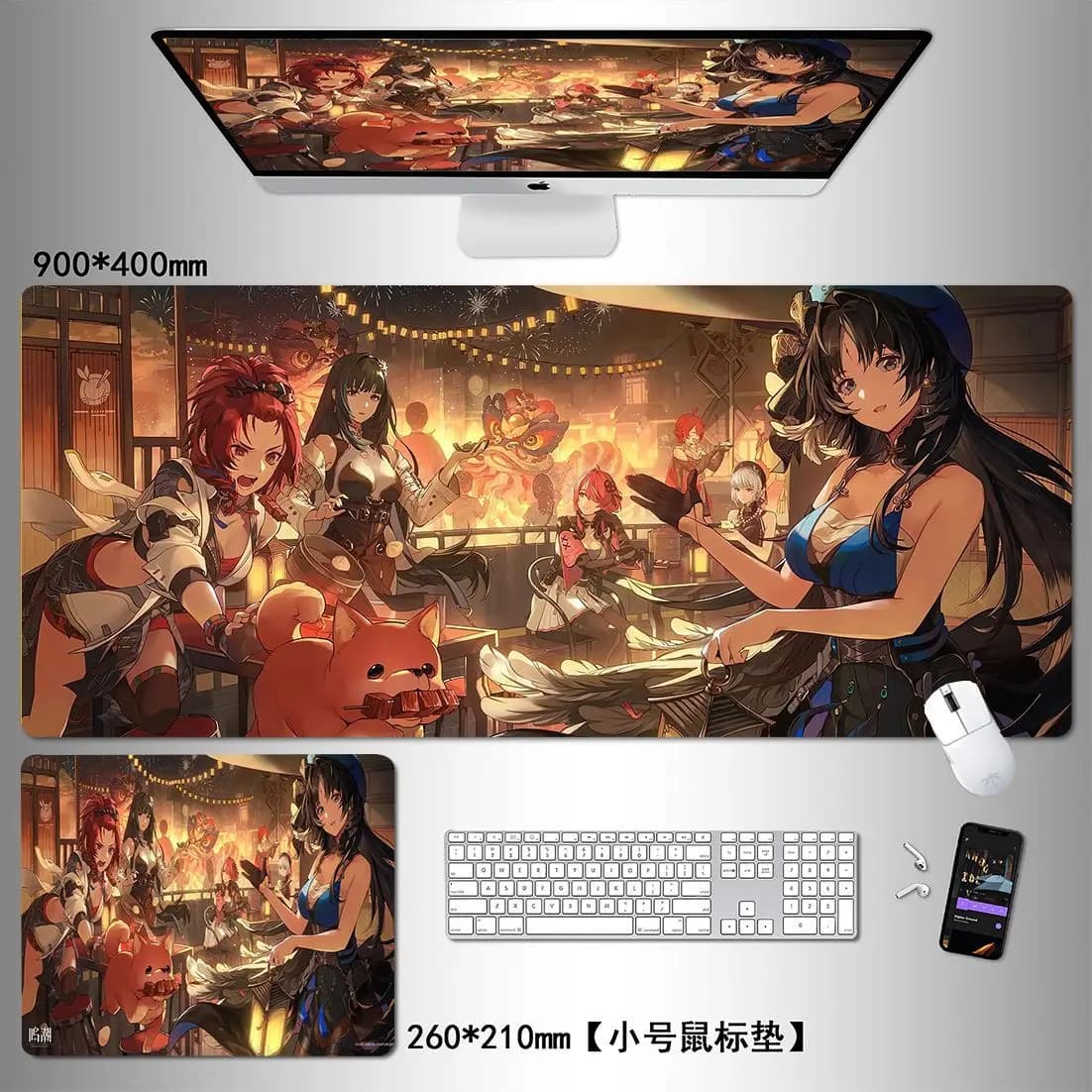 Large Second Dimension Anime Game Extra Large Gaming Mouse Pad Non Slip Rubber Stitched Edge Desk Mat For PC Laptop Office