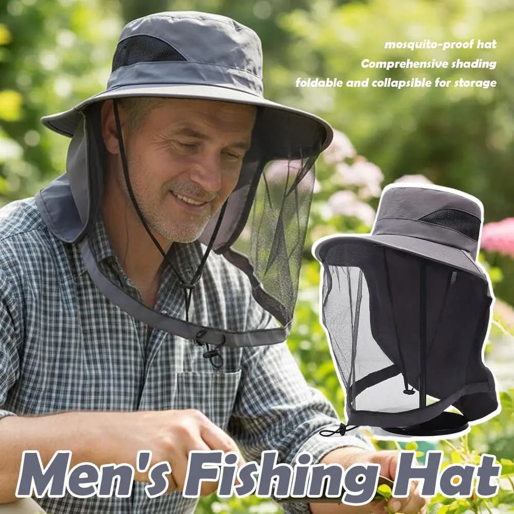 Cappello Antizanzare per la Pesca, Protezione Insetti, Rete per la Testa Antizanzare, Rete Completa con Coulisse Antivento, Apicoltura