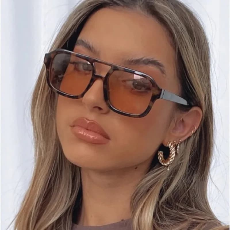 Fashion Pilot Sunglasses Women Vintage Double Bridges Female Shades Lady UV400 Glasses Trendy