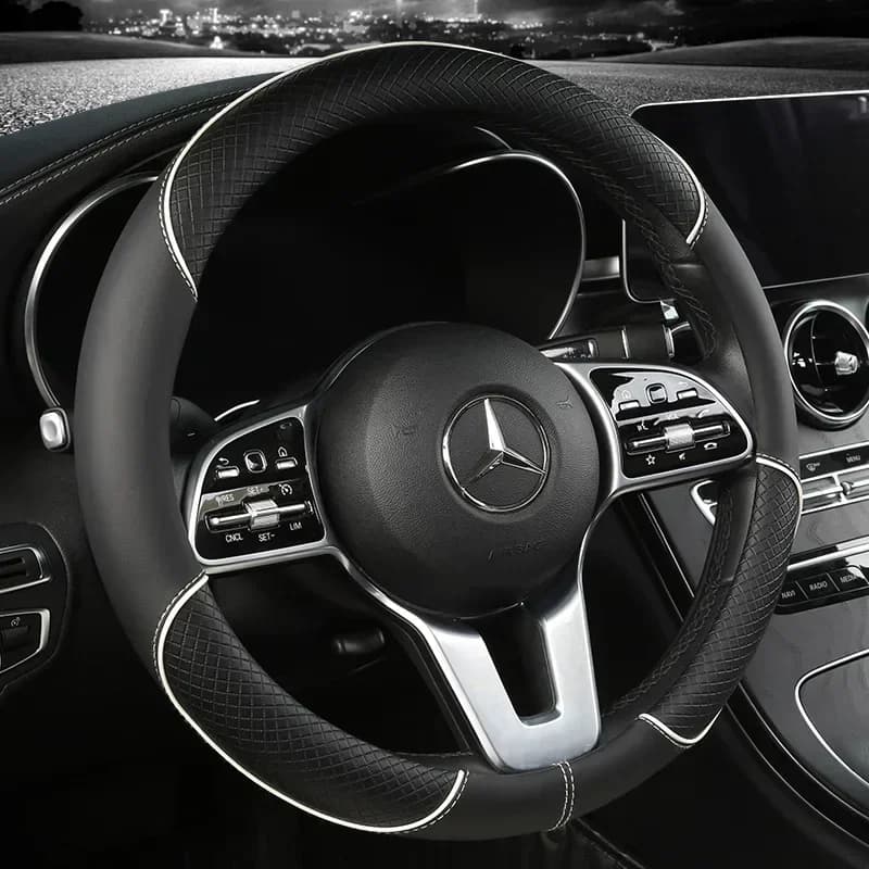 Coprivolante per Auto in Pelle con Cuciture, Antiscivolo Tridimensionale, Semplice e alla Moda. Adatto per