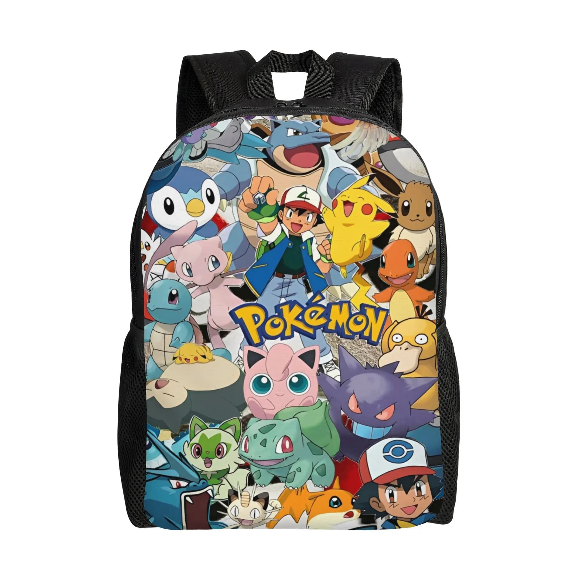 Zaino casual Pokemon, sportivo, per scuola superiore, lavoro, anime, cartoni animati, per uomo e donna, borsa a tracolla per laptop