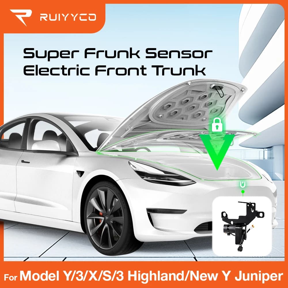 Ruiyyco Frunk Chiusura morbida per Tesla Model 3 YSX 2021-2025 Baule anteriore Chiusura automatica Copertura di aspirazione elettrica Blocco automatico più vicino