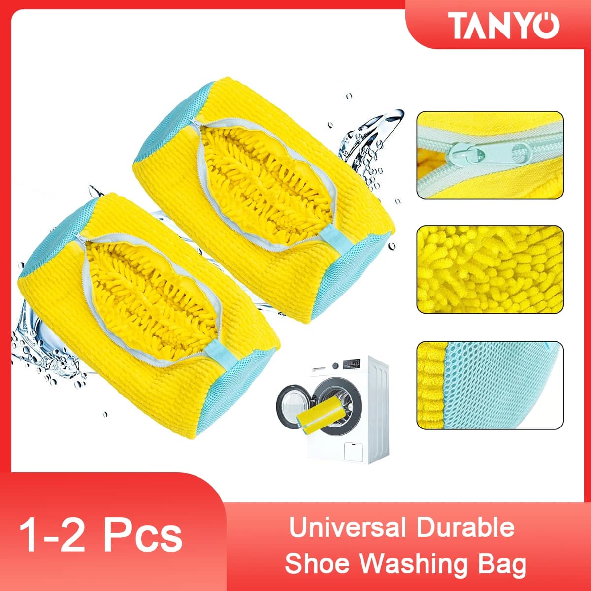 1/2PCS Durable Shoe Washer Bag, Washer and Dryer Shoe Bag, Reusable Cleaning Bags for All Shoes Versatile Use