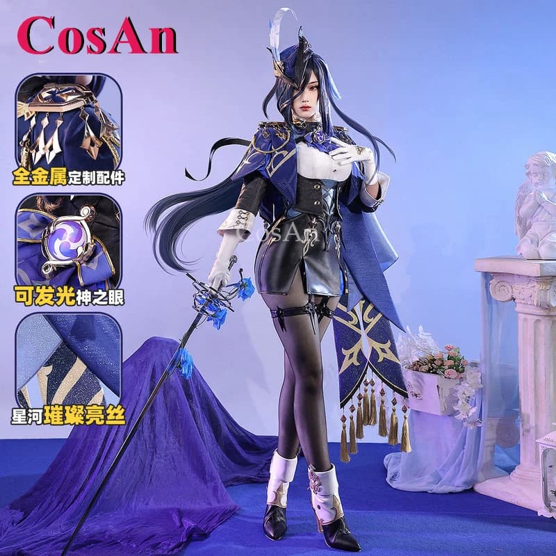 CosAn Game Genshin Impact Clorinde Cosplay Costumes Gorgeous Elegant Combat Uniforms Women Halloween Party Role Play Clothing