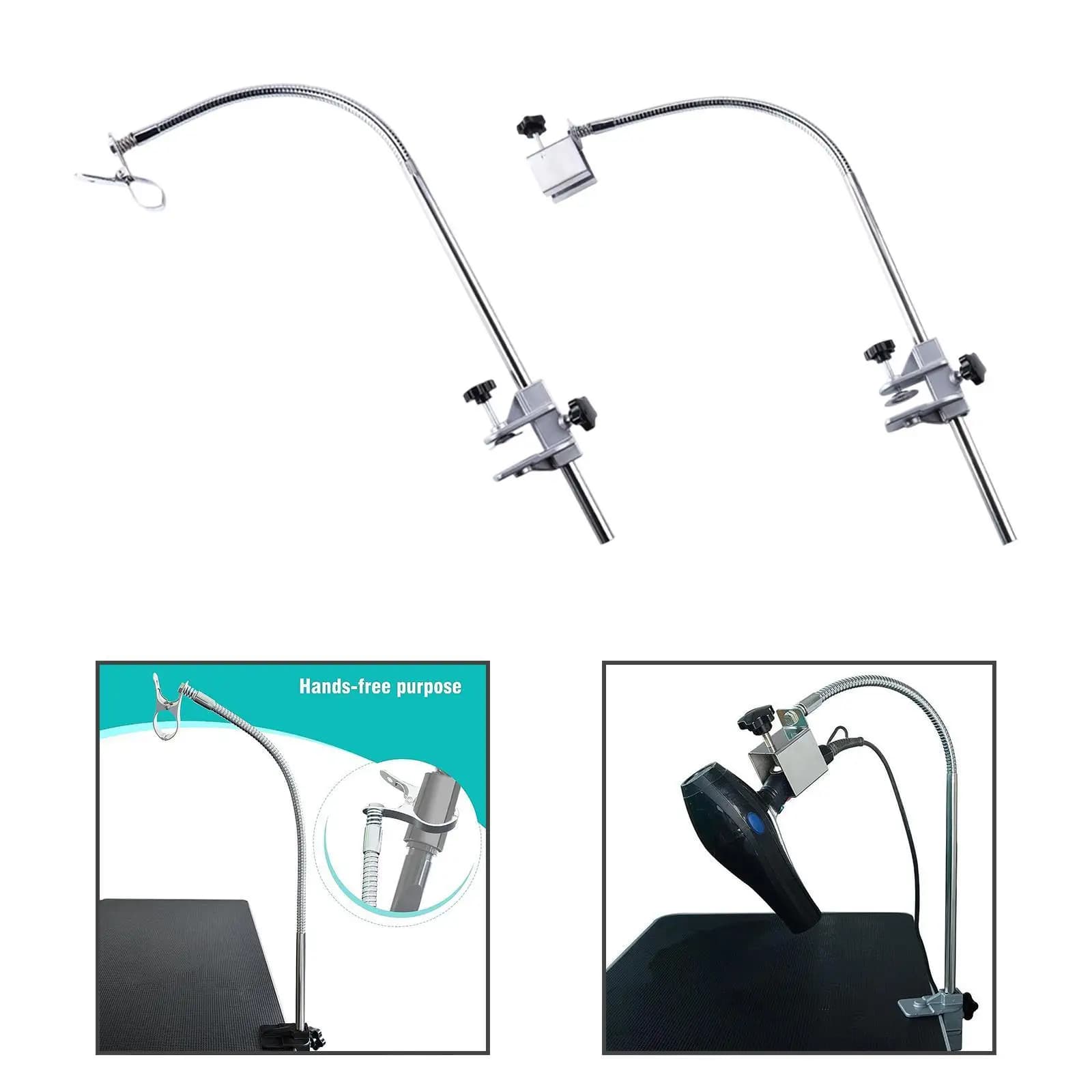 Dog Pet Grooming Table Hair Dryer Stand Dog Hair Dryer Stand Groomers Flexible Adjustable 360° Rotatable Rack Stainless Steel