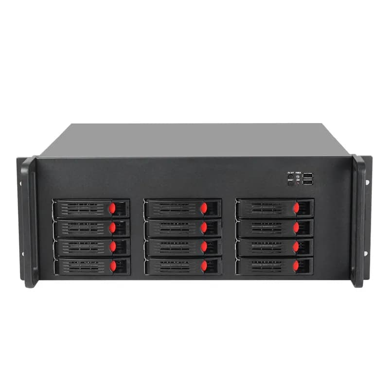 4U 320mm Short Rackmount NAS Chassis, 12 Hot-Swap Bays, ATX Motherboard for Multi-Disk Storage