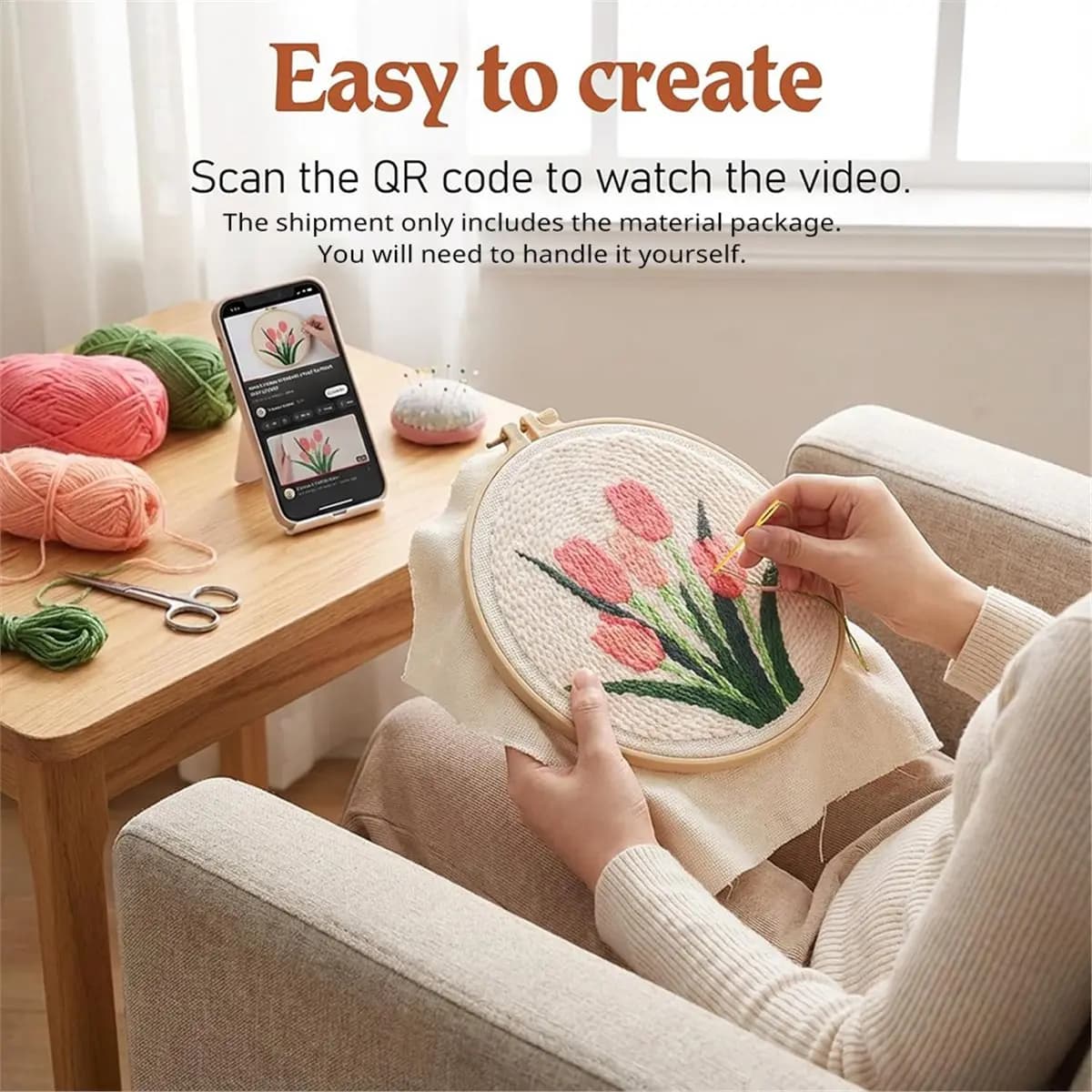 【AT48】 NEW 3 Pack Punch Needle Kits, Punch Needle Embroidery Kits for Adults Beginners, DIY Easy Flower Embroidery Set