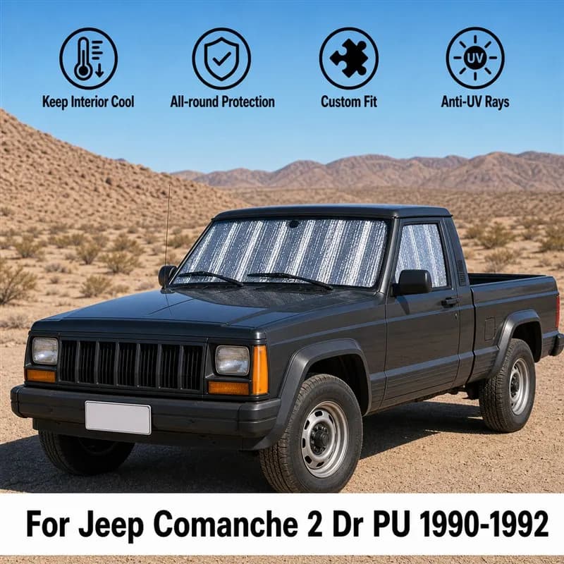 For Jeep Comanche 2 Dr PU 1990-1992 Full Set Car Window Sunshades UV Block Privacy Heat Insulated Foldable Car Curtain