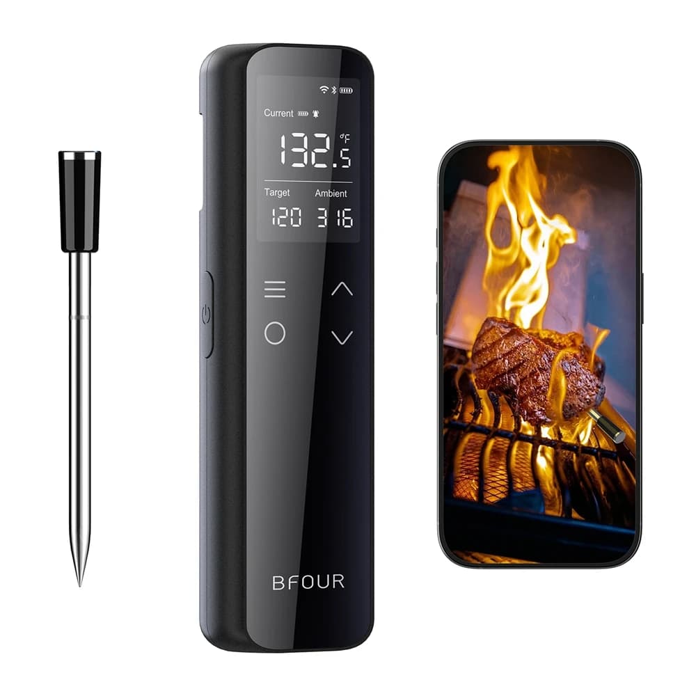 BFOUR Termometro per Carne Senza Fili 2.4GHz WiFi Bluetooth APP Supporto Allarme Per BBQ Grigliare Fumare IP67 Sonda Intelligente Impermeabile