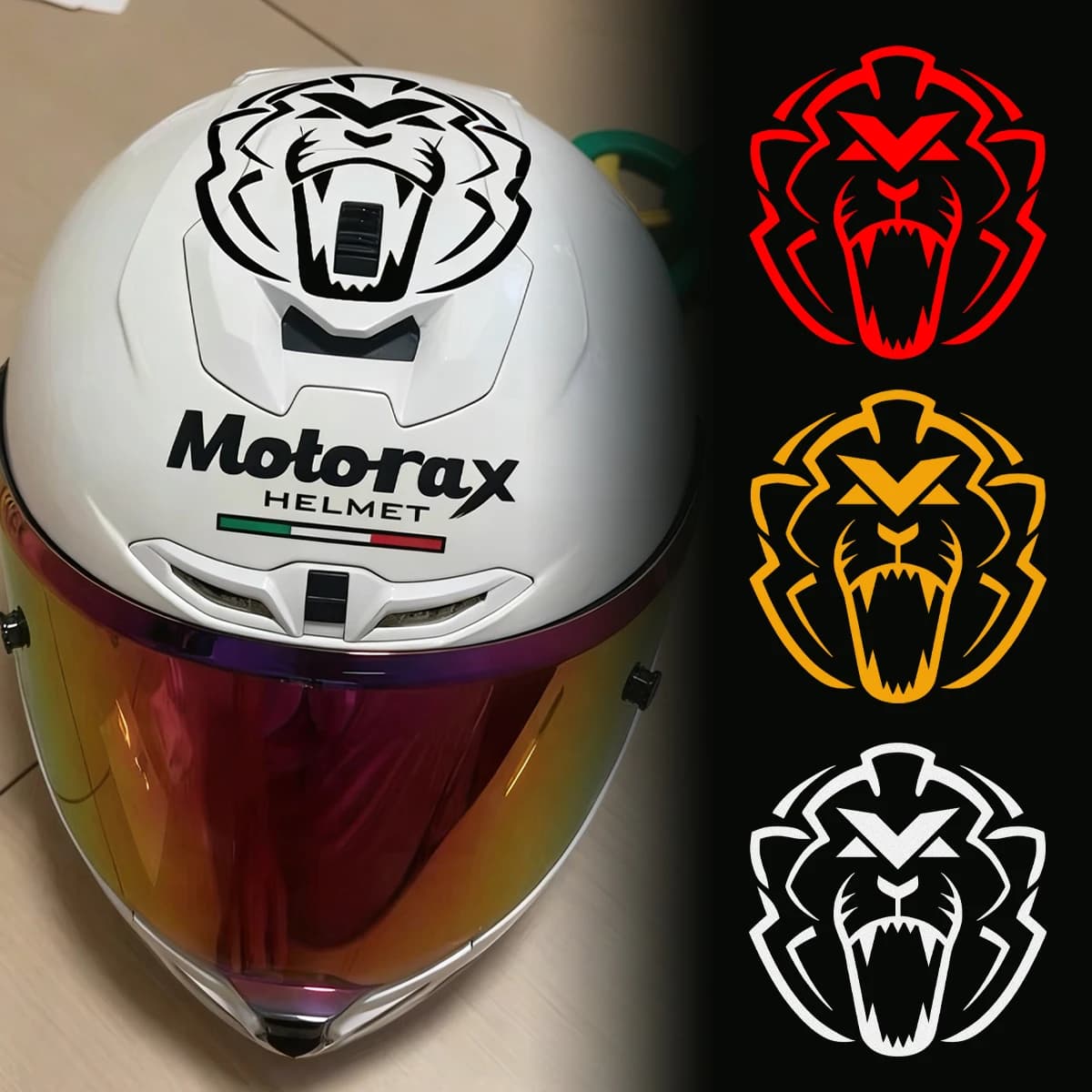 2PCS Vinyl Stickers Lion Logo Waterproof Decals for Car Motorcycle Moto Bike Racing Kart Helmet Modification Accessories