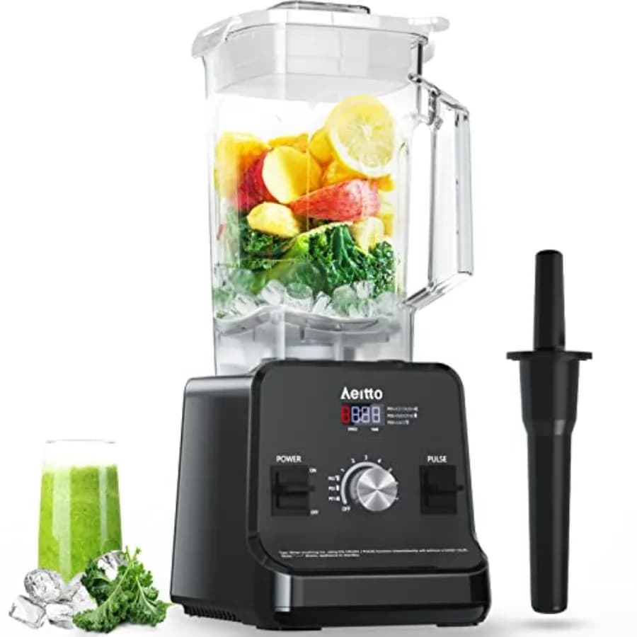 Frullatore Professionale da Cucina da 1500 Watt con Capacità di 68 Oz per Ghiaccio Tritato e Bevande Congelate, Design in Acciaio Inossidabile Nero