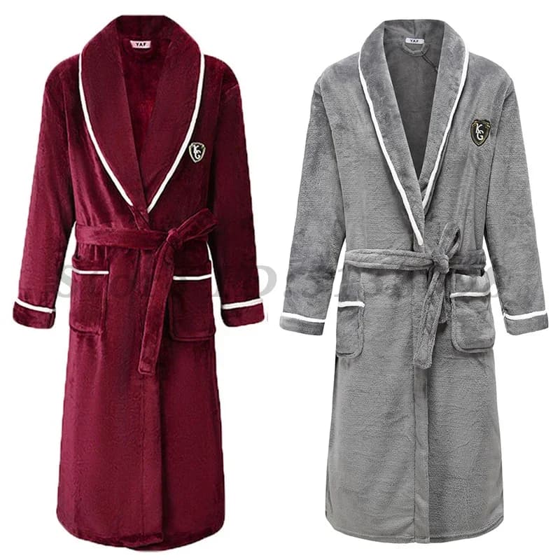 Winter New Coral Fleece Sleepwear Couple Sleeping Robe Women's Home Bathrobe Oversize Flanella Inspection Yukata