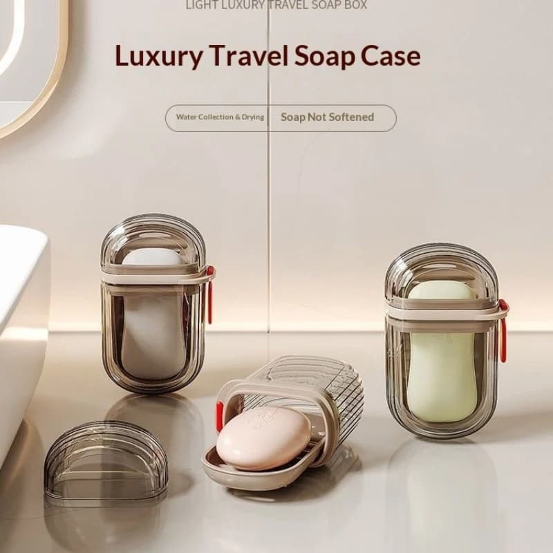 1 Portable Soap Box With Lid - Leak Proof Travel Soap Box, Compact Oval Soap Dispenser With Drain Hole