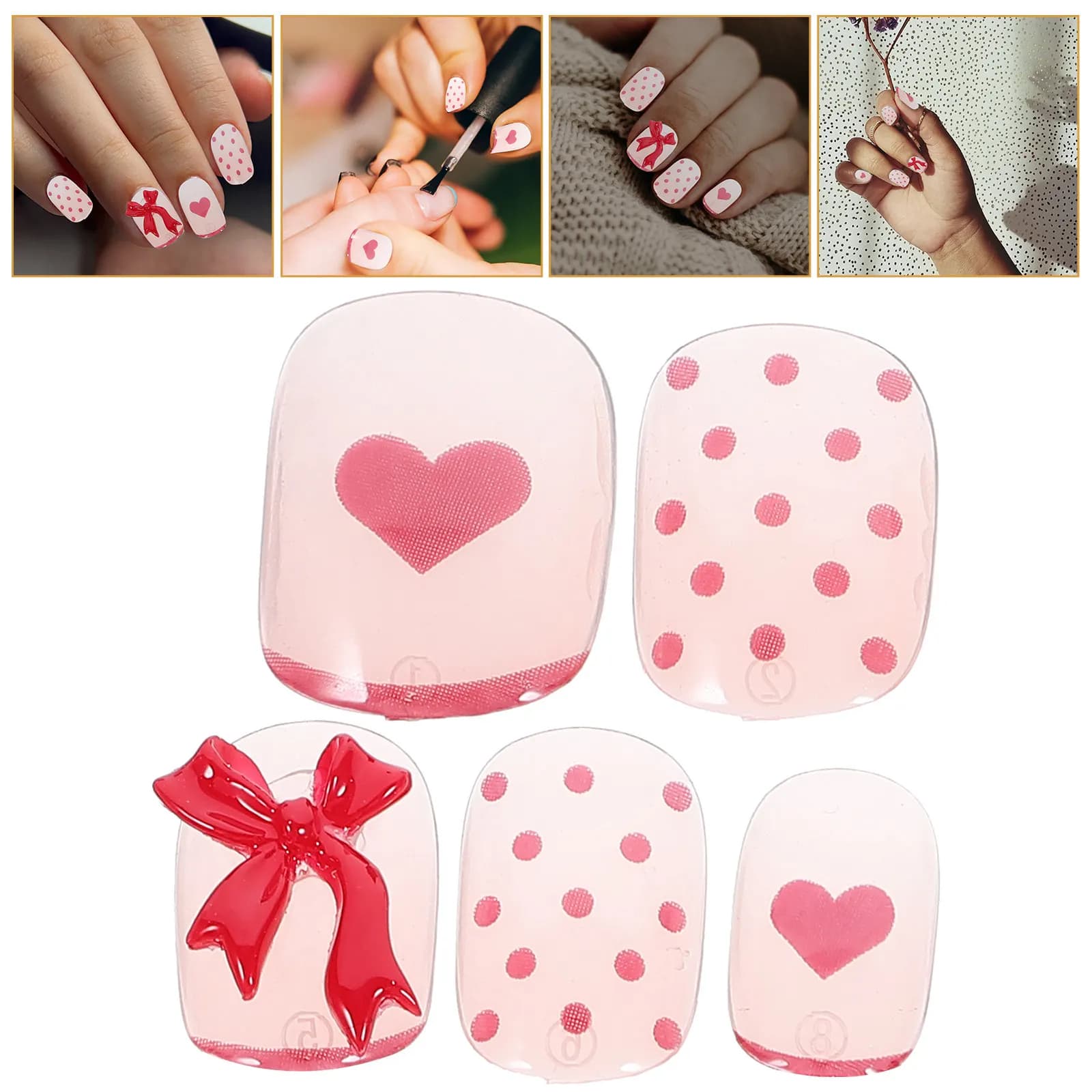 24 Pieces Nail Fins Pressure With Butterfly Clasp, Elegant Fin Nails Sticker for Women, Supplies for Nail Art, Wedding, Birthday, End Year Ball, Manicure