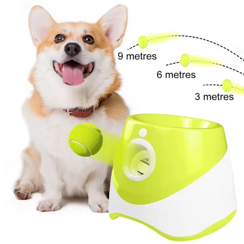 Lanciatore automatico di palline per cani Pet Prime, macchina interattiva per il gioco di aportare con 3 palline da tennis da 2 pollici per interni ed esterni