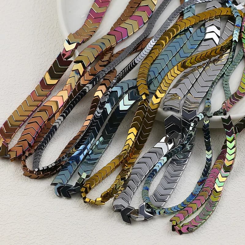 Triangolo a forma di freccia ematite naturale Stong placcato colore allentato perline distanziatore per gioielli che fanno collana braccialetto fai da te 4/6/8/10mm