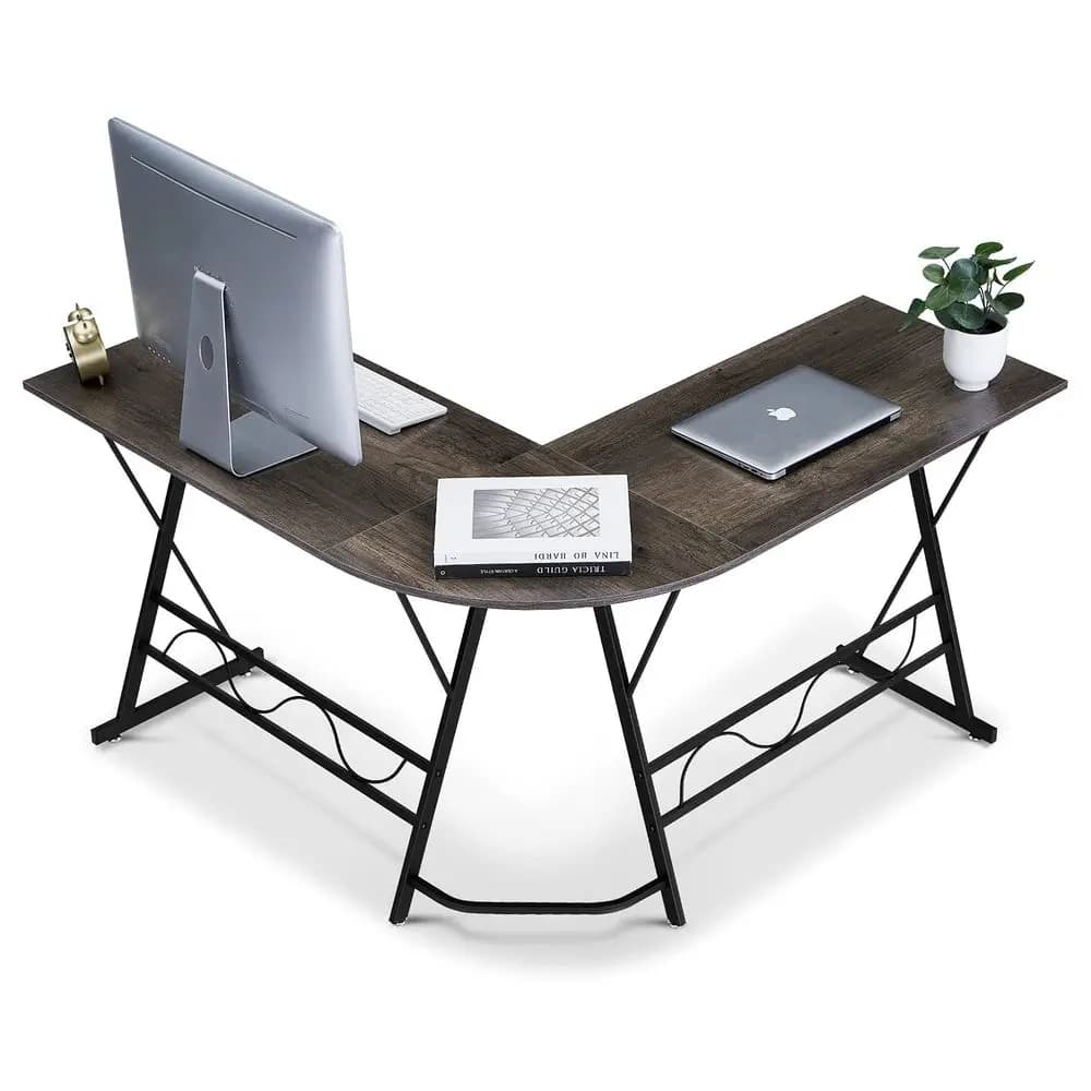 Scrivania da Gaming a L, Moderna Scrivania per Computer con Supporto a X, Scrivania Salvaspazio per Home Office e Piccoli Spazi