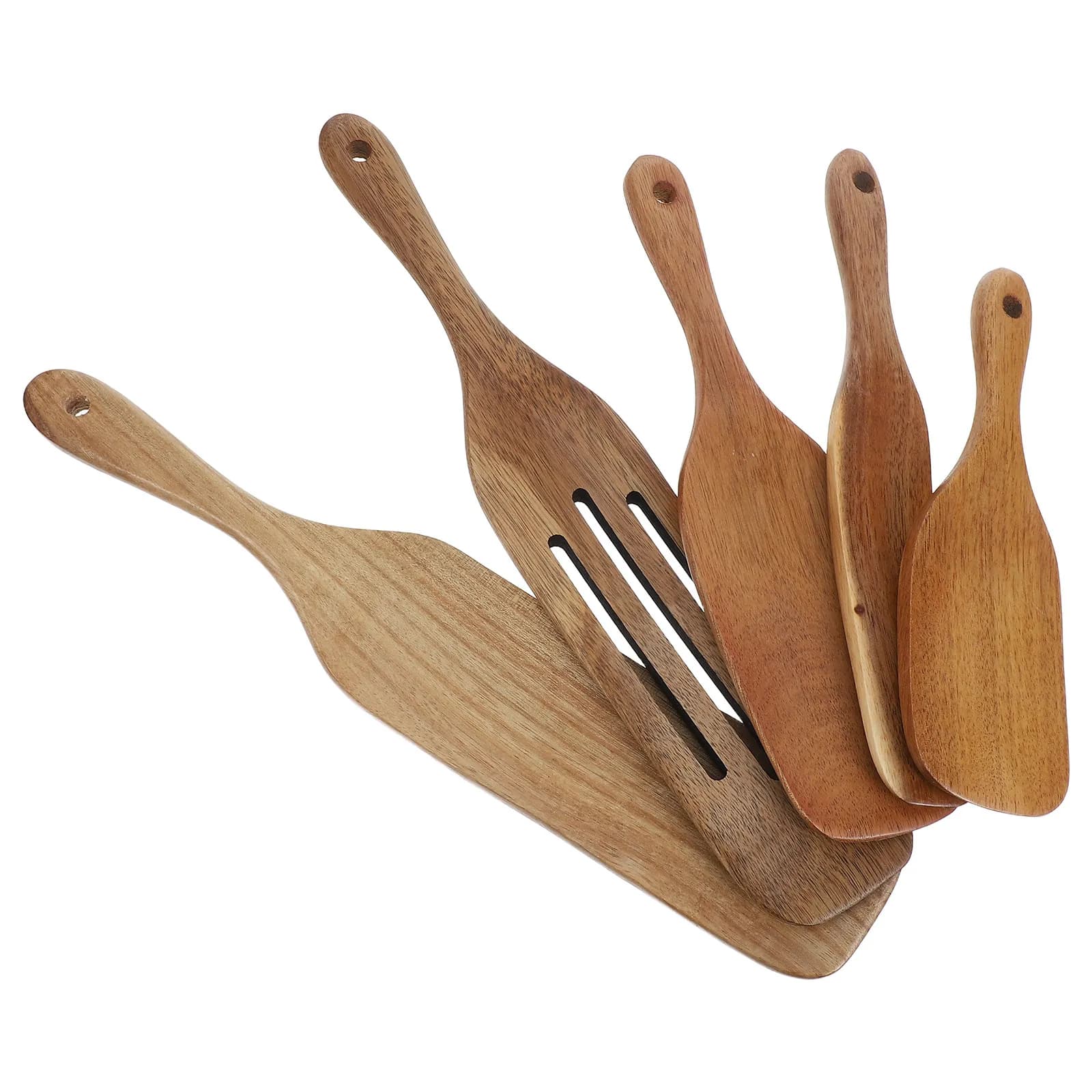 Set di 5 Paletta per Pizza in Legno Naturale, Spatole per Pancake, Impasto e Pizza, Utensili da Cucina Rustici