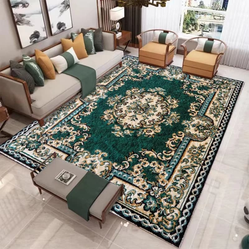 VIKAMA European Retro Living Room Carpet Anti-slip and Anti-stain Sofa Coffee Table Pad Study Room Bedroom Carpet Home Decoratio