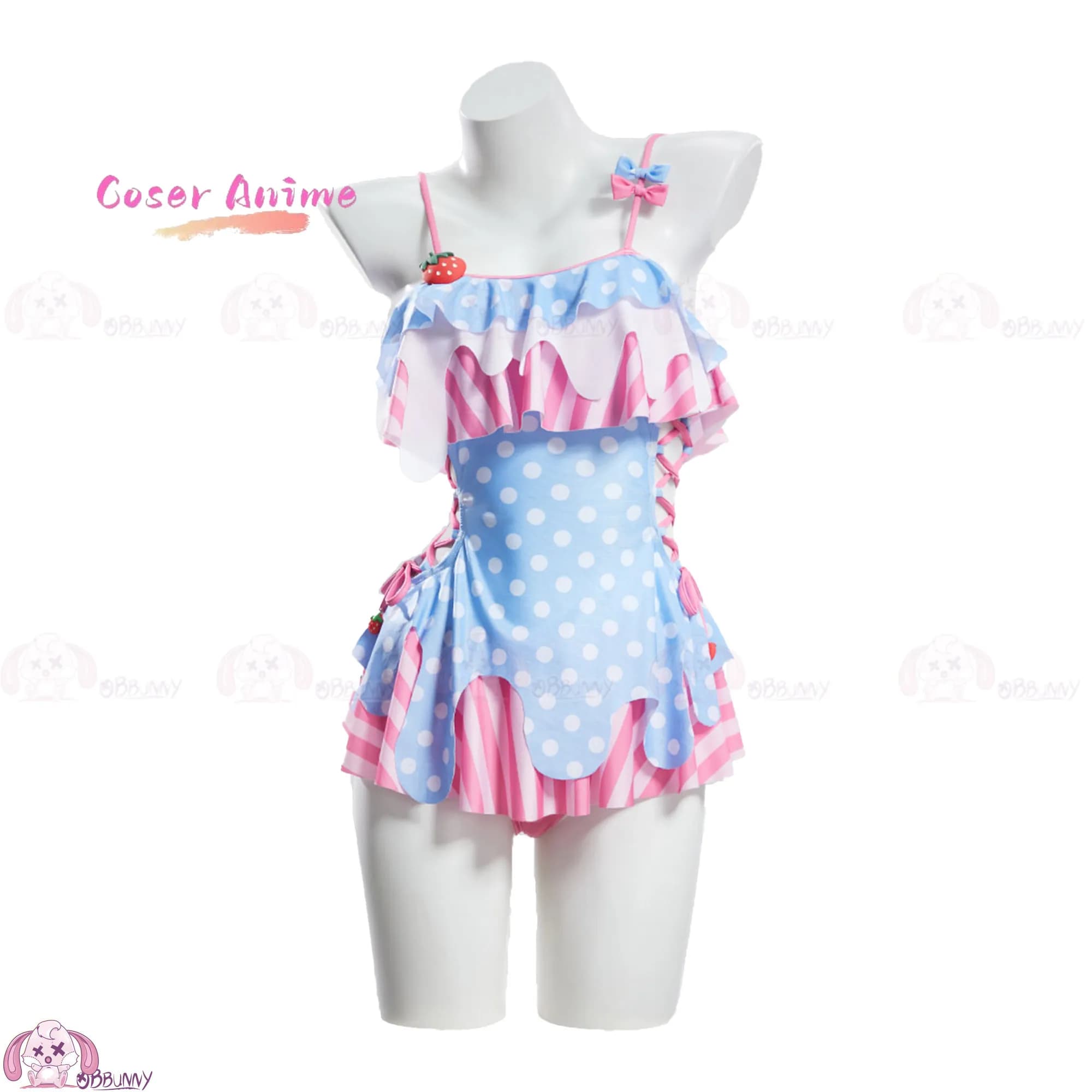 Original Sea Salt Strawberry Cute Modest Swimsuit for Girls, Kawaii Student Water-Suitable Cos Swim Skirt