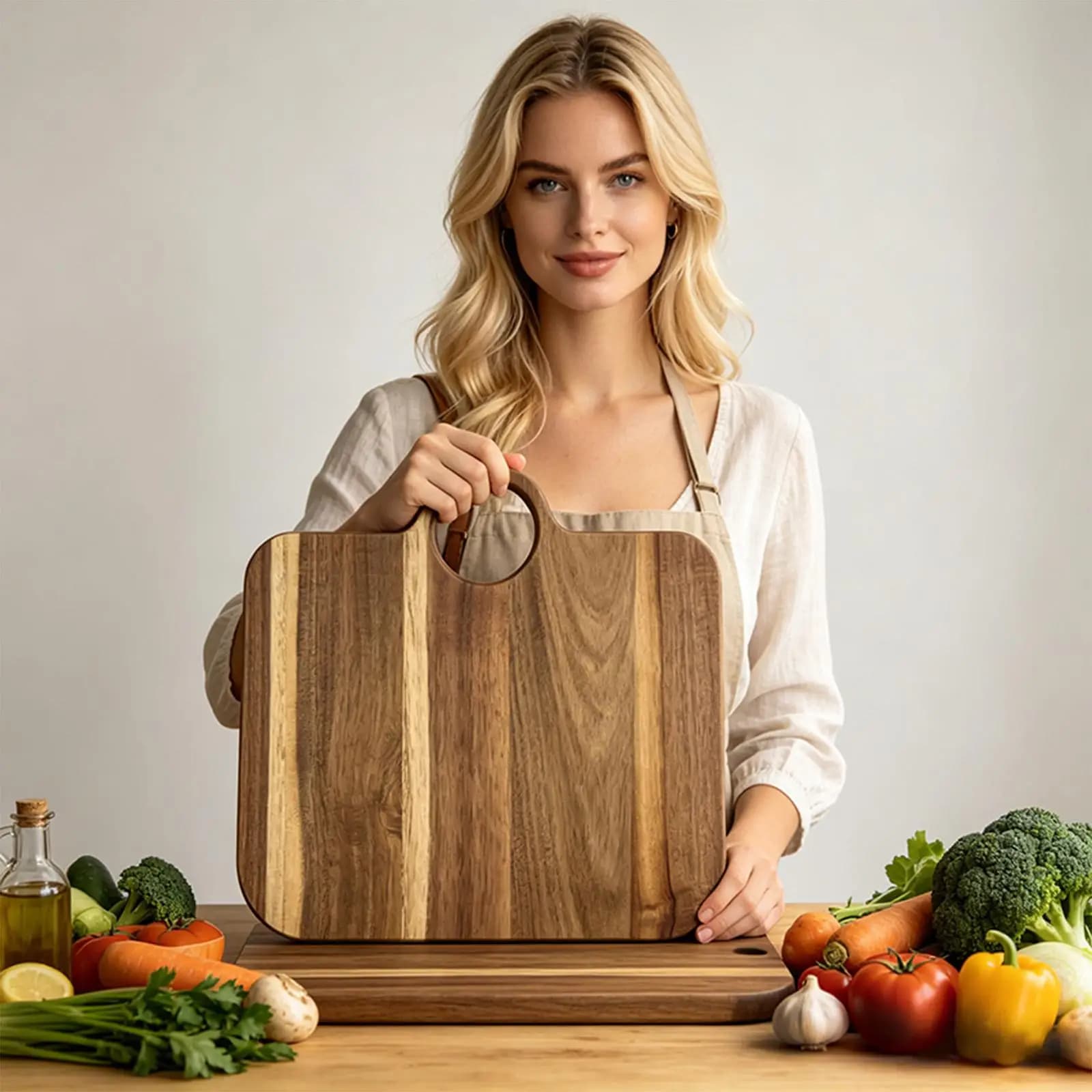Kitchen Cutting Board Non-Slip Decorative Bag Shape Large Wooden Cutting Boards For Home Counter BBQ Meal Prep Food Meat