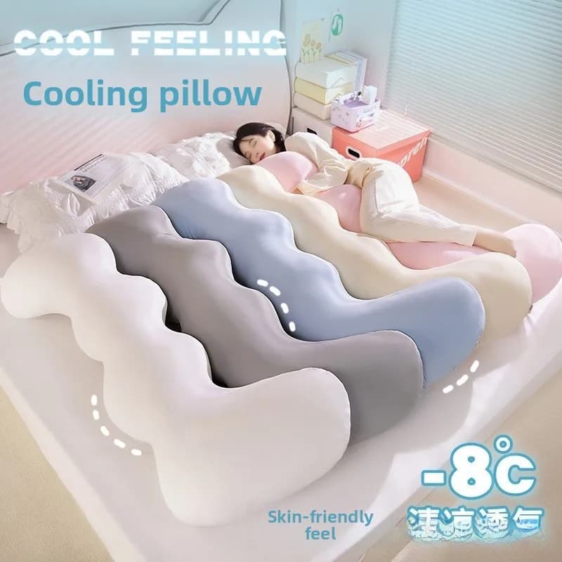 Cuscino Lungo Rinfrescante in Seta Ghiaccio per Dormire sul Fianco, Essenziale per Divano e Letto, Traspirante, Ideale per l'Estate