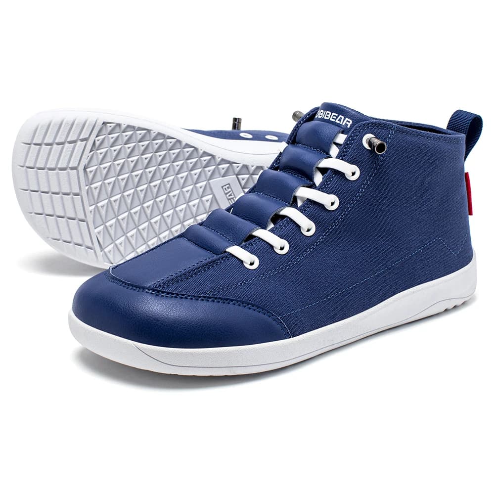 HOBIBEAR Medium-high canvas boots Minimalist unisex feet wide barefoot shoes Trail running sneakers Zero-Drop