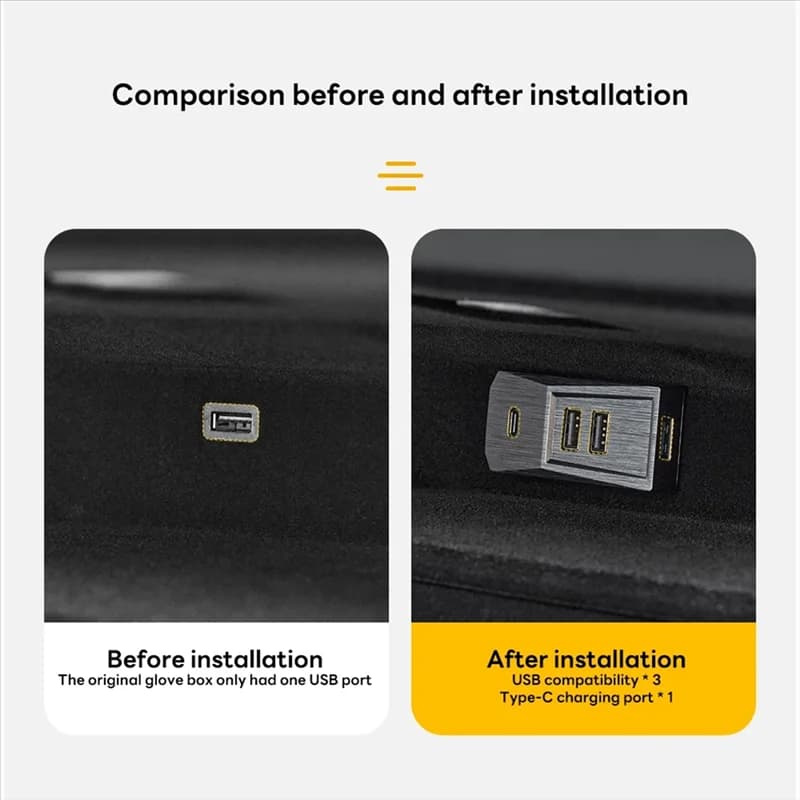 A03Q-Docking Station Glovebox Hub USB Juniper 2025 Per Tesla Nuovo Modello Y Lancio Modello 3 Highland Tipo-C Porta Splitter Dati