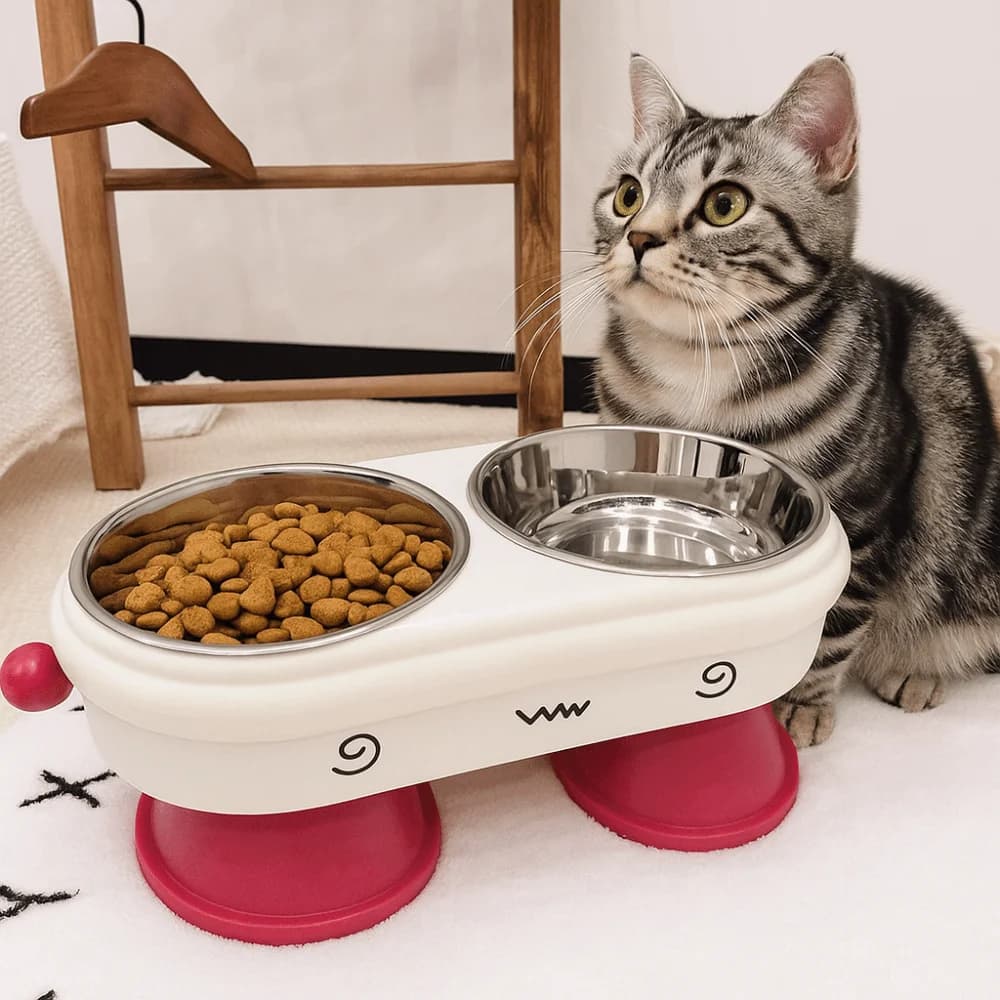High-Stand Cat Bowl Stainless Steel Detachable Dog Food Feeding Basin Anti Slip Large Capacity Pet High Foot Dual Bowl