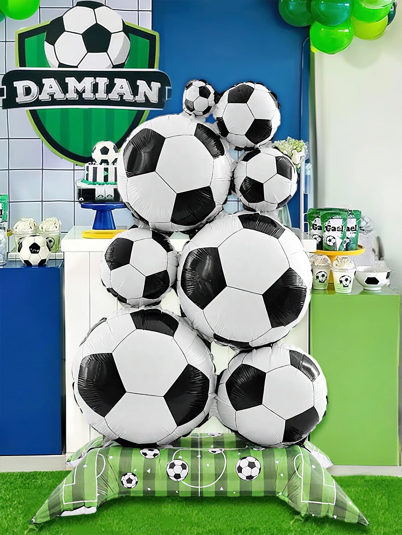 1 pezzo di palo da calcio in piedi di palloncini in foglio di alluminio, adatto per la decorazione del campo da calcio, decorazione della festa di compleanno