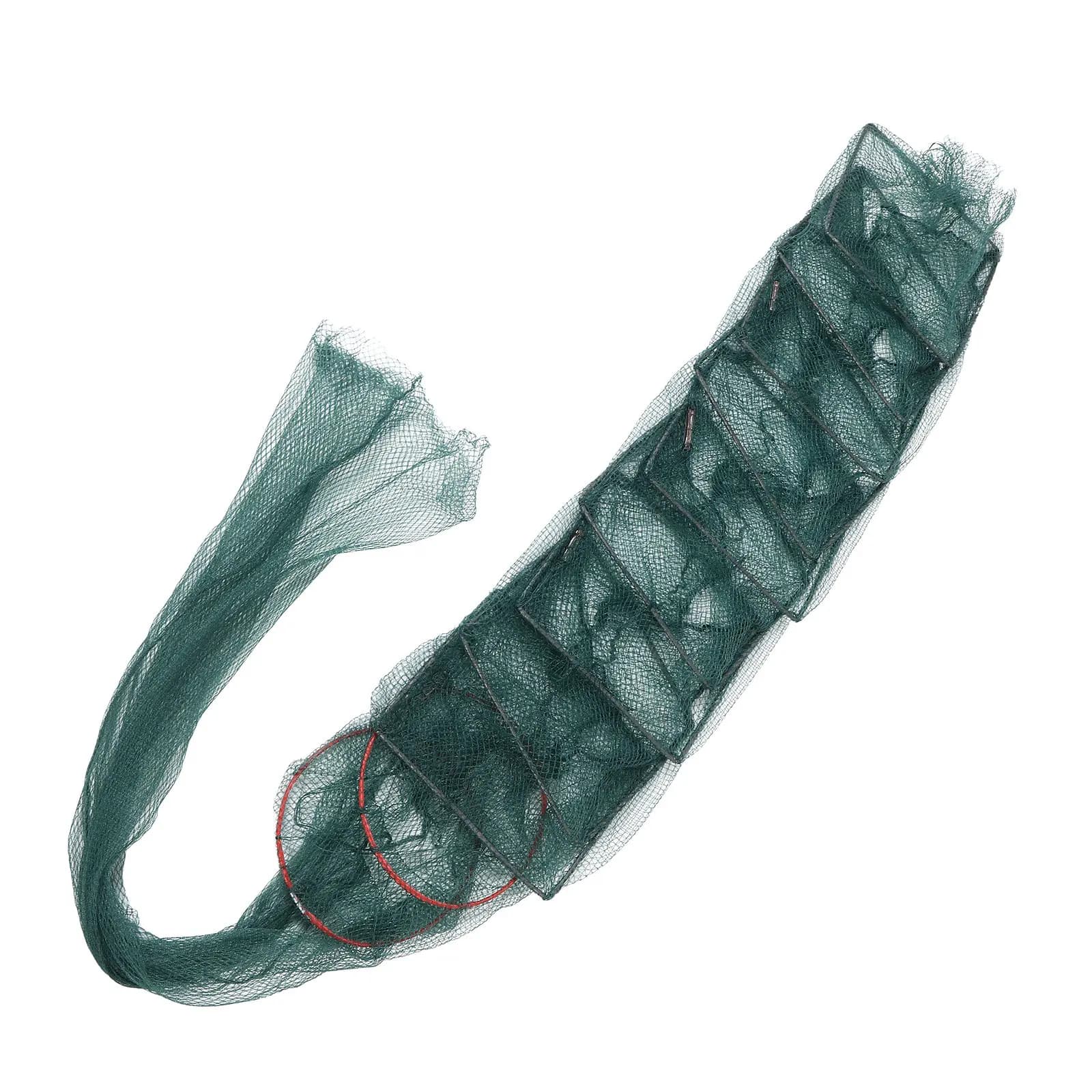 Rete da Pesca Pieghevole in Nylon, Trappola per Gamberi Portatile, Cesto Multistrato per Esche, 2,4m 11 Sezioni 8 Fori, Rete per Catturare Gamberetti