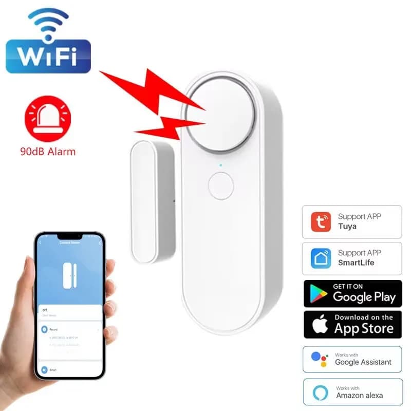 WiFi Tuya sensore per porte e finestre Smart Door rilevatori aperti/chiusi sistema di allarme di sicurezza domestica scena di allarme dell'indipendenza sirena 90dB