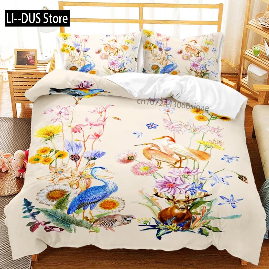Set copripiumino a fiori Set copripiumino in microfibra con fiori in fiore Regalo Set di biancheria da letto a tema floreale per adulti Copripiumino matrimoniale Queen King Size