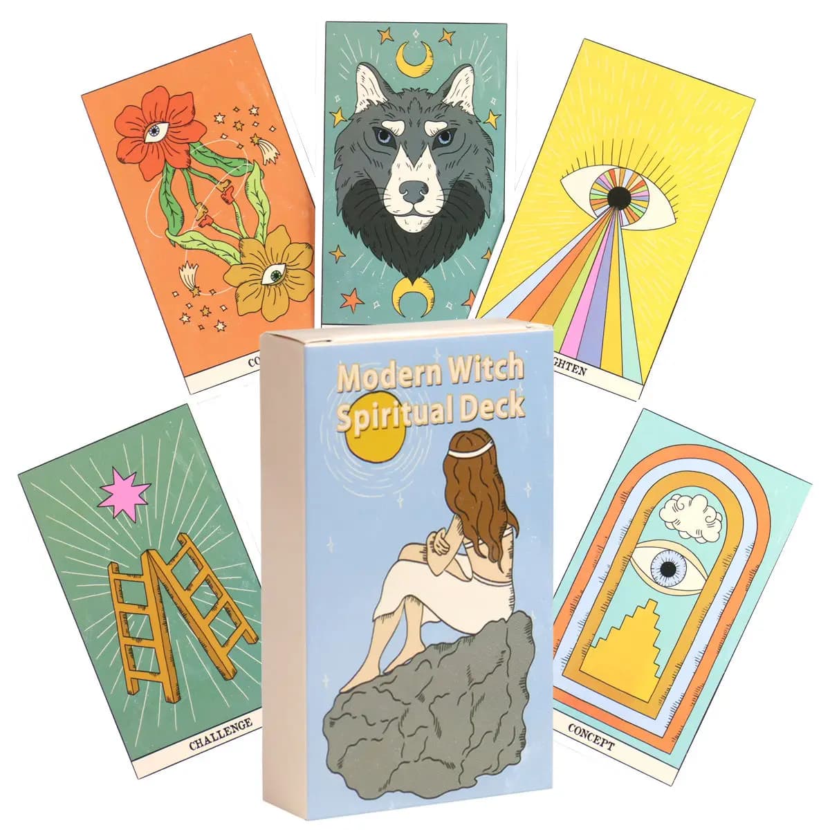 Mazzo spirituale della strega moderna da 10,3 * 6 cm 60 carte Oracle in stile moderno