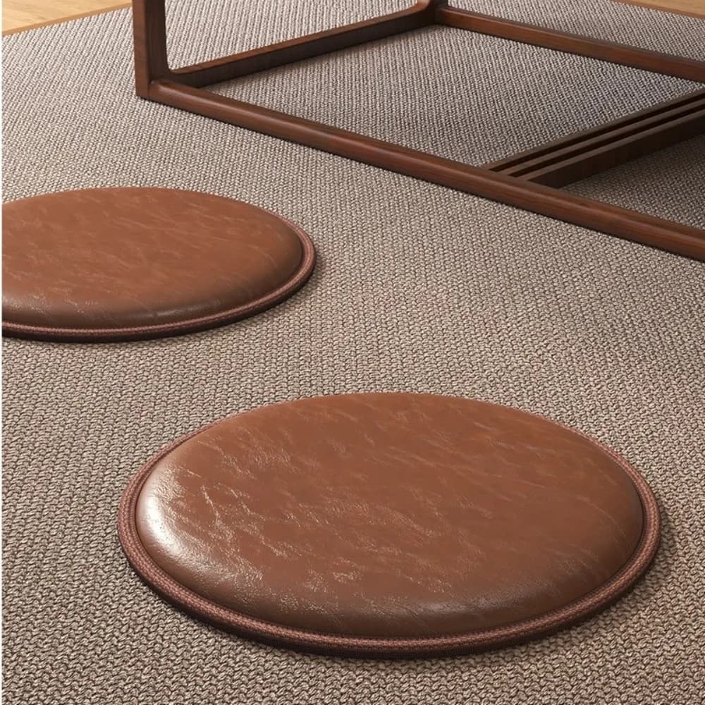 Zafu Thick Leather Cushion Non-Slip Soft Round Sitting Seat Pad Waterproof 35/40cm Dining Chair Pad Living Room