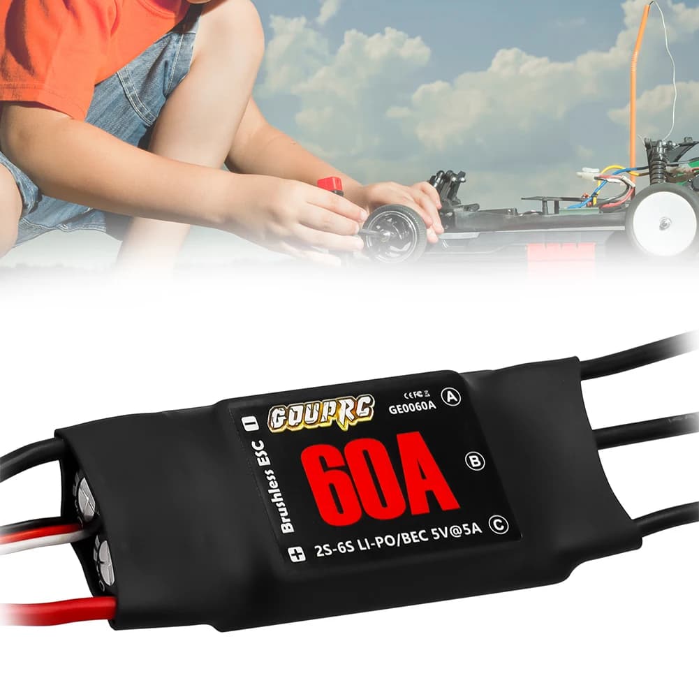 60A Brushless ESC 2-6S Electric Speed Controller with 5V/7A BEC & XT60 Plugs for Drone RC Helicopter Airplane