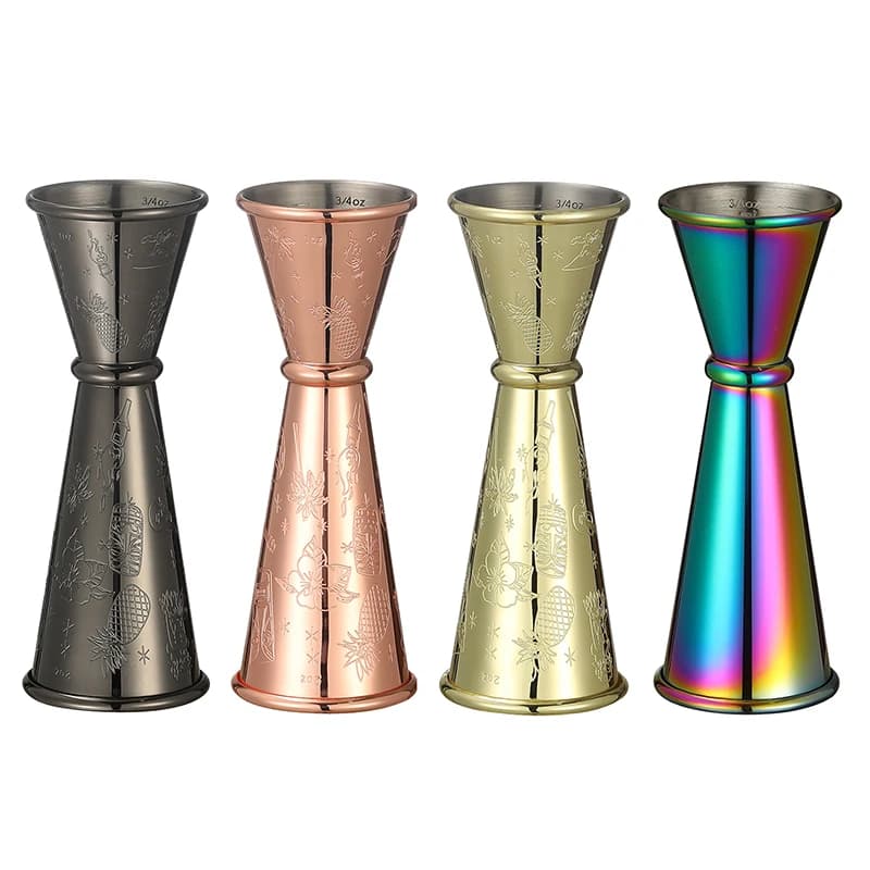 Jigger da cocktail doppio in acciaio inossidabile da 1 pezzo in stile giapponese da 1 oz / 2 oz