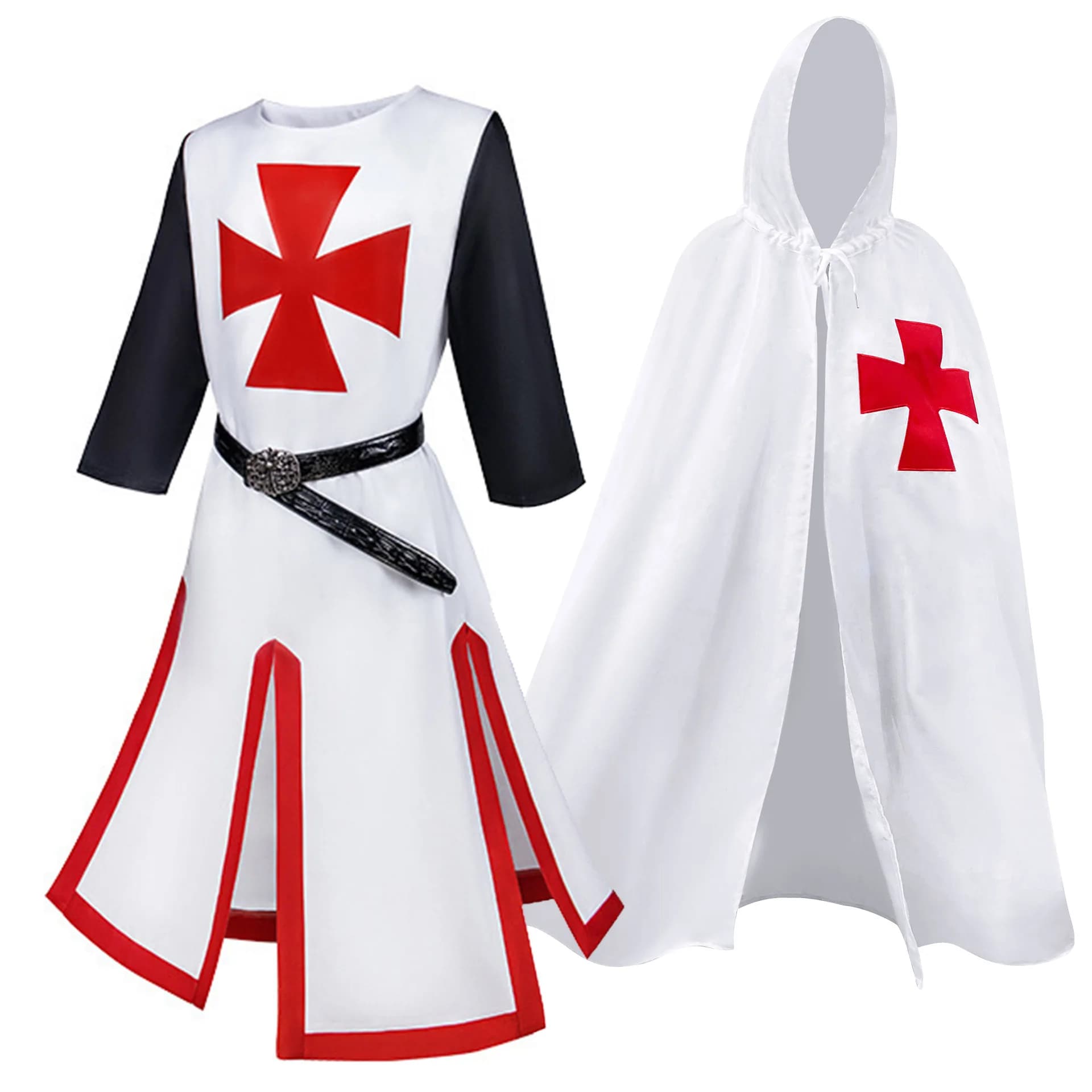 Costume di Halloween: Gilet Medievale con Spacco e Patchwork, Top da Cavaliere, Abito Anime, Costume Etnico da Palcoscenico, Giacca da Uomo